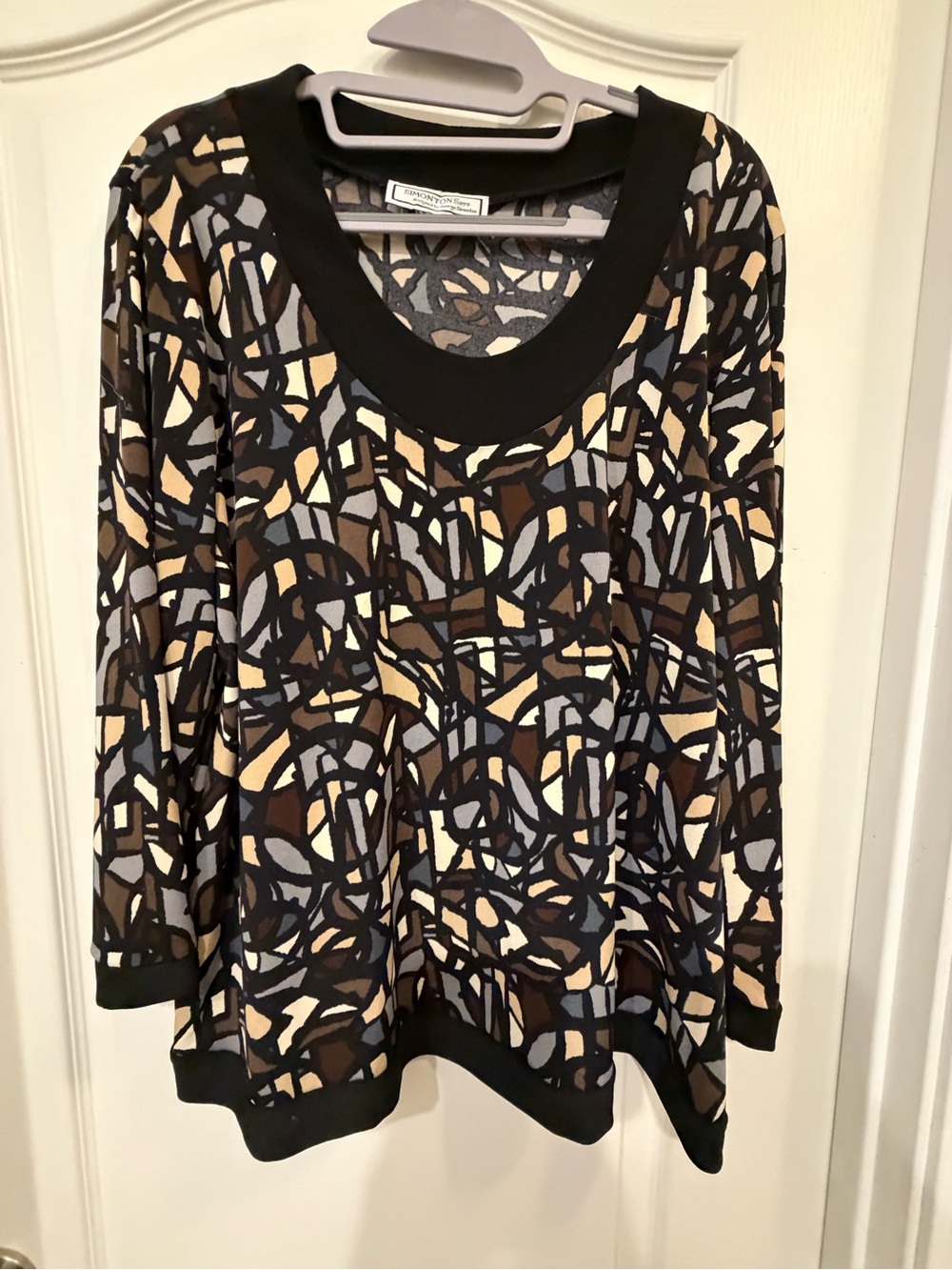 Simonton Says George Simonton Abstract Print Scoop Neck Tunic Top